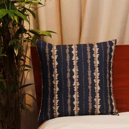 ZEBA Navy Blue & Beige Geometric Square Cushion Covers-picture-17