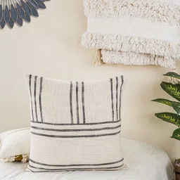 HERE&NOW Beige & Black Geometric Square Cushion Cover-image-95