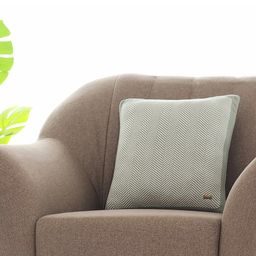 Pluchi Green & White Geometric Cotton Square Cushion Cover-13