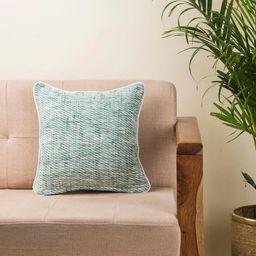Fabindia Green & White Woven Design Cotton Square Cushion Cover-52