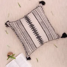 Art Avenue Heart Beige & Black Abstract Cotton Square Cushion Cover-24