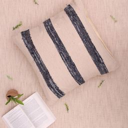 Art Avenue Anama Peach-Coloured & Black Striped Cotton Square Cushion Cover-image-67
