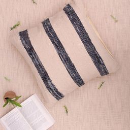 Art Avenue Peach-Coloured & Black Striped Cotton Square Cushion Cover-image-58