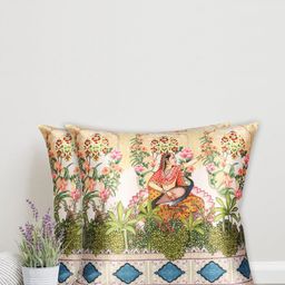 Sivya Multicoloured Set of 2 Mughal 2.o Ethnic Motifs Square Cushion Covers-56