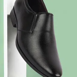 FAUSTO Men Textured Round Toe Formal Slip-On Shoes-image-65