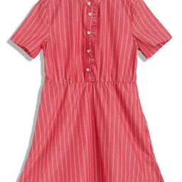Tommy Hilfiger Girls Striped Ruffled Cotton Fit & Flare Dress-image-47