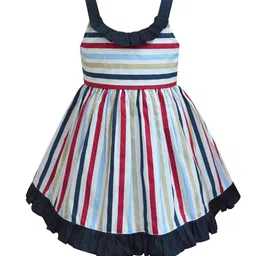 A T U N Blue & Red Striped Dress-image-63