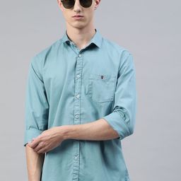 Louis Philippe Jeans Men Blue Slim Fit Solid Casual Shirt-picture-42