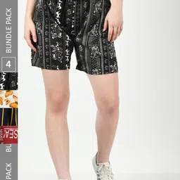 BAESD Women Pack Of 4 Conversational Printed High-Rise Shorts-25