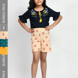 BAESD Girls Pack Of 3 Typography Printed High-Rise Pure Cotton Shorts-picture-44