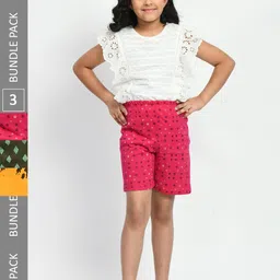 BAESD Girls Pack of 3 High-Rise Geometric Printed Pure Cotton Shorts-image-89