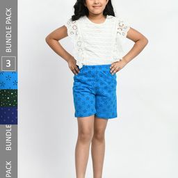 BAESD Girls Pack Of 3 Printed High-Rise Pure Cotton Shorts-picture-34