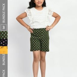 BAESD Girls Pack Of 3 Printed High-Rise Pure Cotton Shorts-picture-36