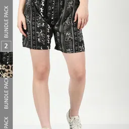 BAESD Women Pack Of 2 Printed High-Rise Regular Shorts-35