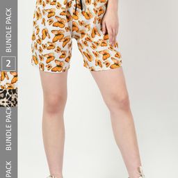 BAESD Women Pack Of 2 Conversational Printed High-Rise Shorts-28