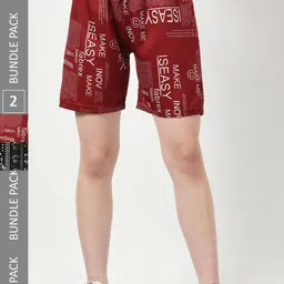BAESD Women Pack Of 2 Printed High-Rise Regular Shorts-49