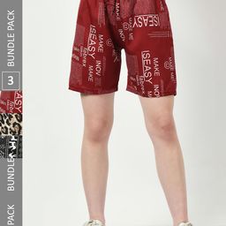 BAESD Women Pack Of 3 Printed High-Rise Regular Shorts-16