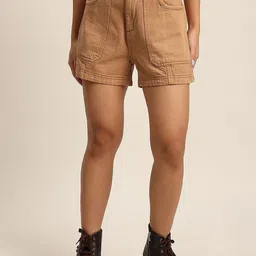 Bene Kleed Women High-Rise Pure Cotton Tinted Denim Shorts-image-50