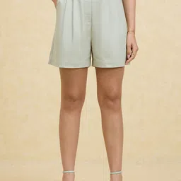 20Dresses Women Sea Green High-Rise Shorts With Belt-image-70
