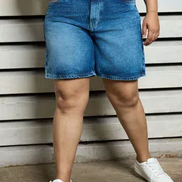 Freeform by High Star Plus Size Women High-Rise Shorts-image-24