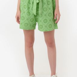 Zink London Women Self Design Schiffli Pure Cotton Shorts-picture-13
