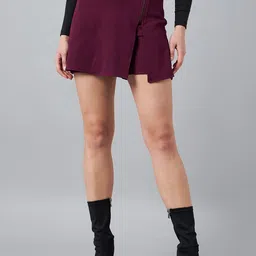 Marie Claire Women High-Rise Front Slit Skorts-image-5