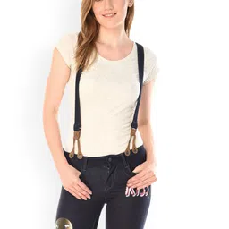 Kotty Women Embellished High-Rise Denim Shorts With Suspenders-image-30