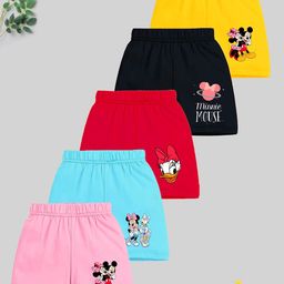 KUCHIPOO Girls Pack Of 5 Minnie & Daisy Printed Shorts-image-25