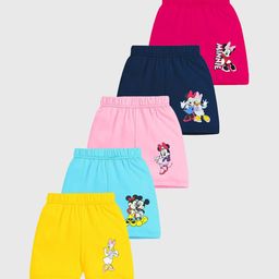 KUCHIPOO Infant Girls Pack Of 5 Mid-Rise Minnie & Daisy Printed Shorts-image-58