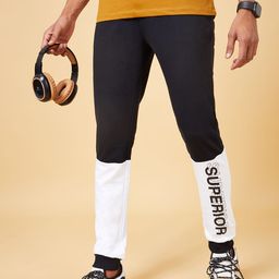 Ajile by Pantaloons Men Black Colourblocked Slim-Fit Joggers-picture-3