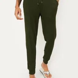 max Waffle Patterned Knitted Mid-Rise Cotton Lounge Joggers-image-5
