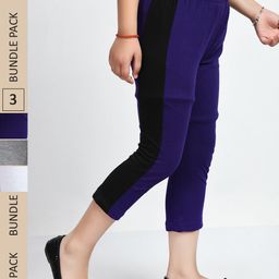 IndiWeaves Girls Pack Of 3 Pure Cotton Capris-picture-10