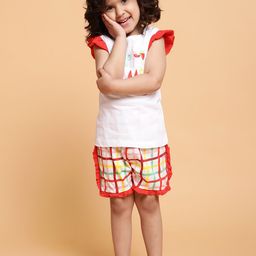 MiArcus Girls Red & White Printed T-shirt with Shorts-55