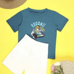 Cutiekins Boys Printed Round Neck T-shirt with Shorts-image-95