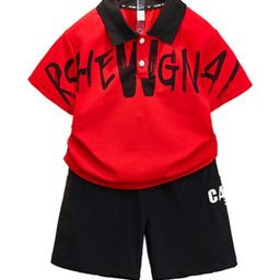 StyleCast x Revolte Boys Red & Black Printed T-shirt with Shorts-picture-17