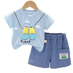 StyleCast x Revolte Boys Blue & Yellow Printed T-shirt with Shorts-image-77