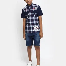 V-Mart Boys Checked Pure Cotton Printed T-shirt with Shorts-image-38