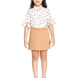 Peppermint Girls Printed Mandarin Collar Top With Shorts-image-68