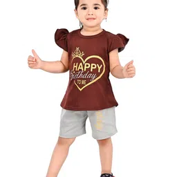 BAESD Girls Typographic Printed T-shirt with Shorts-image-65