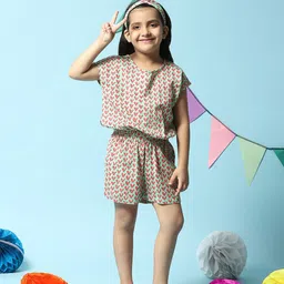 Biba Girls Turquoise Blue & Red Printed Top with Shorts-image-57