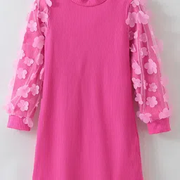 Mark & Mia Girls Floral Applique Cuffed Sleeves A-Line Dress-53