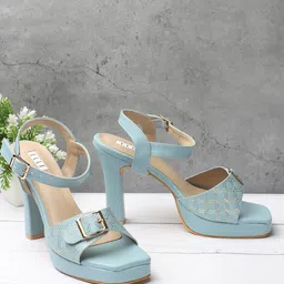 ELLE Textured Party Block Heels With Backstrap-6