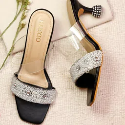 KLEXIO Embellished Open Toe Block Heels image 1