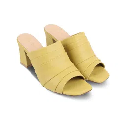 Tresmode Textured Open Toe Block Heel Mules-12