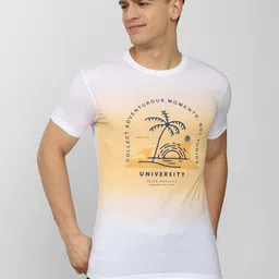 PETER ENGLAND UNIVERSITY Men Graphic Printed Slim Fit T-shirt With Ombre Effect-picture-17