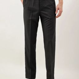 Marks & Spencer Men Checked Mid Rise Plain Formal Trousers-image-90