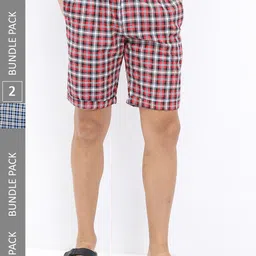 HIGHLANDER Men Pack of 2 Checked Lounge Shorts-image-56