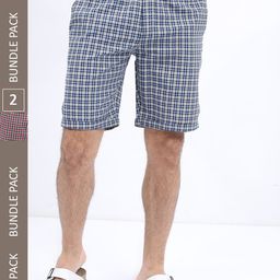 HIGHLANDER Men Pack Of 2 Checked Lounge Shorts-15