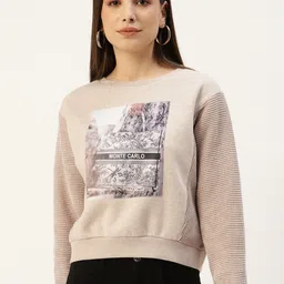 Monte Carlo Women Beige Graphic Print Sweatshirt-image-96