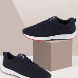 FAUSTO Men Navy Blue Mesh Running Non-Marking Shoes-picture-13